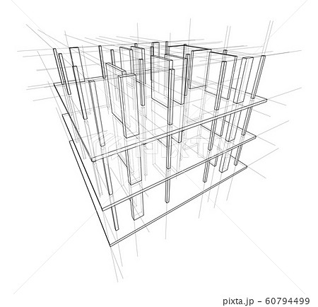 Drawing of a house under construction. Vector 60794499