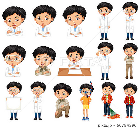 Cute boy in different outfit 60794596