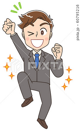 ビジネスマン スーツ 男 イラスト素材 かわいい マンガのイラスト素材