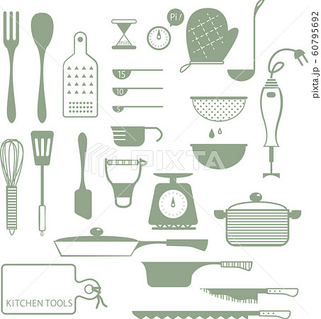 料理道具 アイコン風イラストセットのイラスト素材