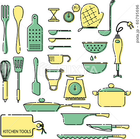 料理道具 アイコン風イラストセットのイラスト素材