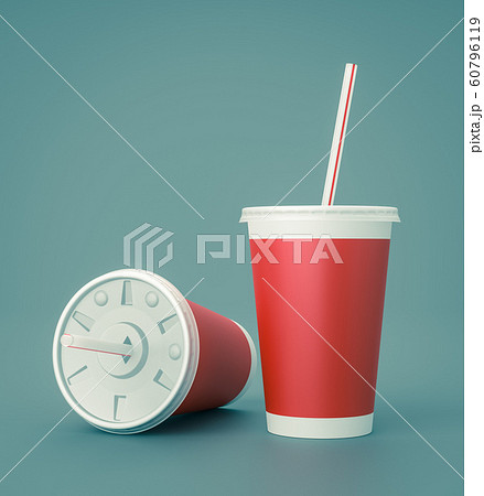 Red Fast Food Drinking Cups with Straw Red Fast Food Drinking Cups with Straw 60796119