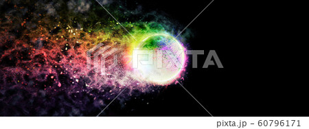 しぶきをあげて水平に移動する球体 60796171