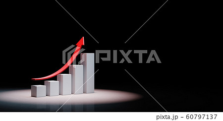 Growing Bar Chart Spotlighted on Black Background 60797137