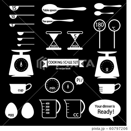 レシピ用 計量ツールフレームセットのイラスト素材
