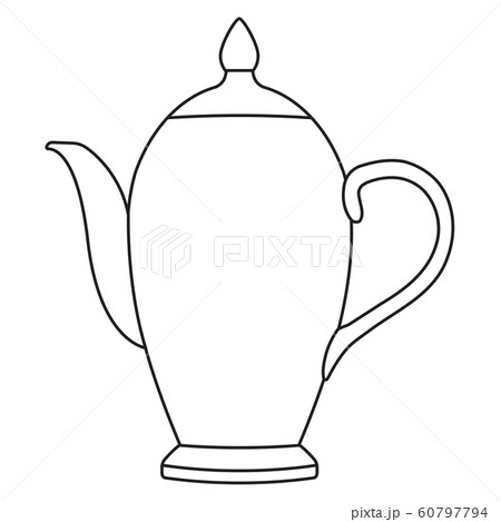 Teapot. Outline vector illustration isolated on white background. 60797794