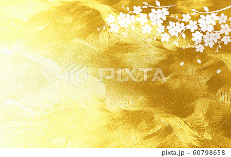 金色の和紙を背景にした桜のイラスト素材