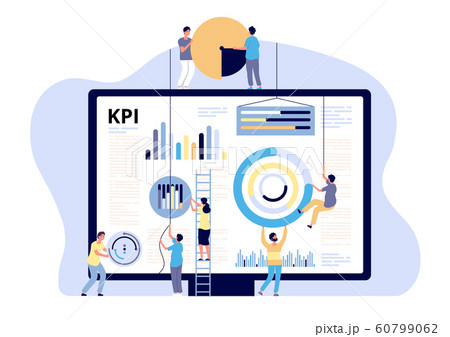 KPI concept. Key performance indicator marketing, business digital metric. Campaign measuring, product traffic reports. Vector banner KPI concept. Key performance indicator marketing, business digital metric. Campaign measuring, product traffic reports. Vector banner 60799062