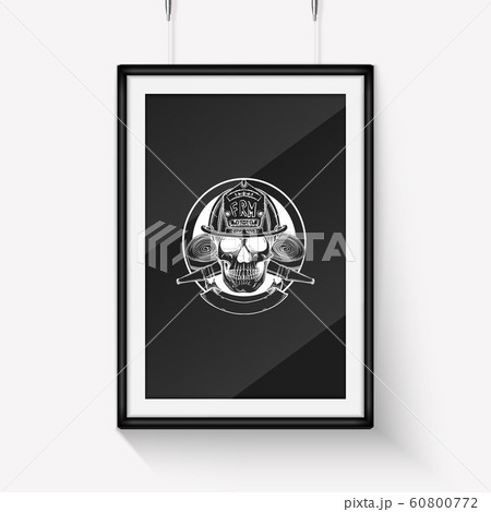 Hand drawn sketch fireman skull 60800772