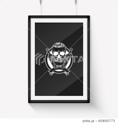 Hand drawn sketch barman skull 60800773