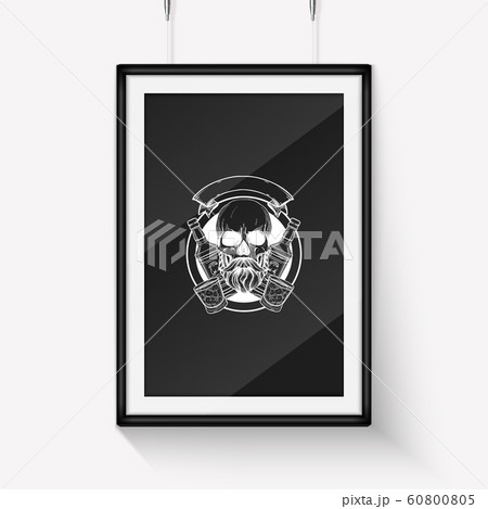 Hand drawn sketch barman skull 60800805