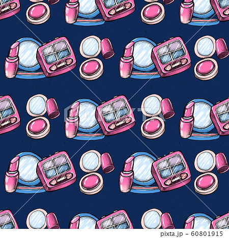 Make up seamless pattern. Hand drawn beauty background. 60801915