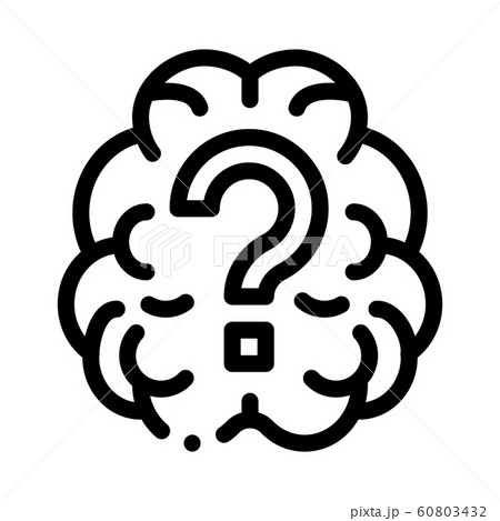 Brain And Question Mark Icon Outline Illustrationのイラスト素材