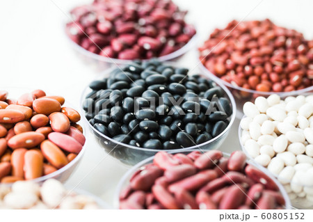collection set of beans, legumes on bowl on white 60805152