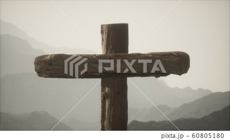 wooden Crucifix cross at mountain wooden Crucifix cross at mountain 60805180