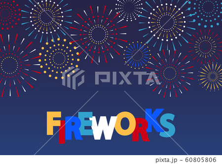 Multi-colored fireworks in honor of the holiday. Cut out of paper. Flyer, invitation. illustration Multi-colored fireworks in honor of the holiday. Cut out of paper. Flyer, invitation. illustration 60805806
