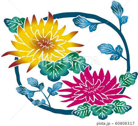 紅型模様_菊05 紅型模様_菊05 60806317