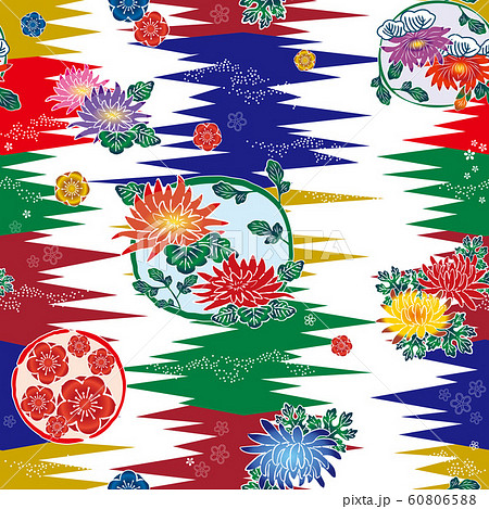 パターン_紅型_菊A_01 60806588