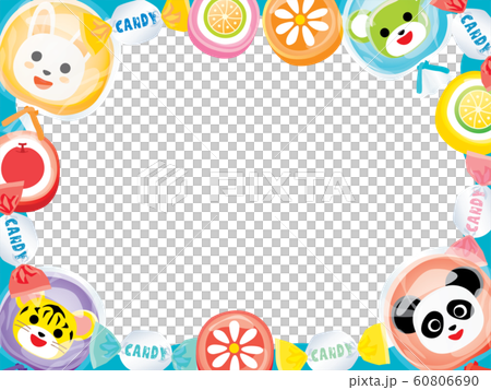Frame illustration of animal candy of rabbit, panda, tiger and bear Frame illustration of animal candy of rabbit, panda, tiger and bear 60806690