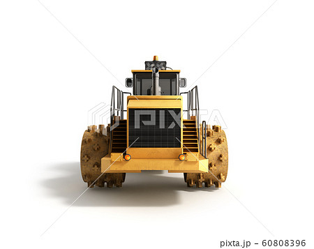 Yellow Bulldozer Back 3d Render On Whiteのイラスト素材 [60808396] - PIXTA