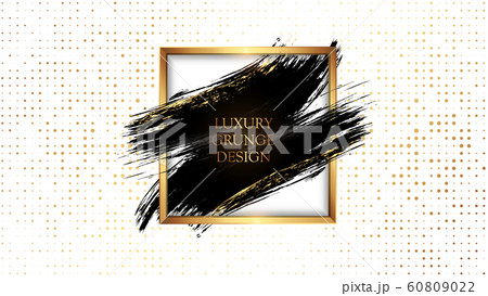 Luxury grunge design. Golden frame and a smear of black paint. 60809022