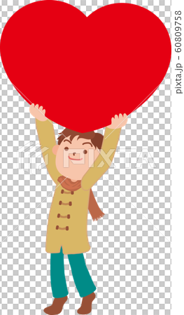 A man in winter clothes with a heart on top A man in winter clothes with a heart on top 60809758