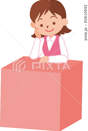 箱に肘をつく女性 箱に肘をつく女性 60810692