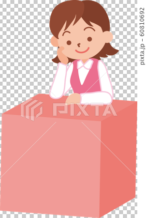 箱に肘をつく女性 箱に肘をつく女性 60810692
