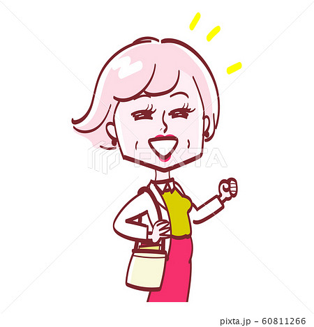 元気なおばあちゃん バッグに本が入っているのイラスト素材 元気なおばあちゃん バッグに本が入っているのイラスト素材
