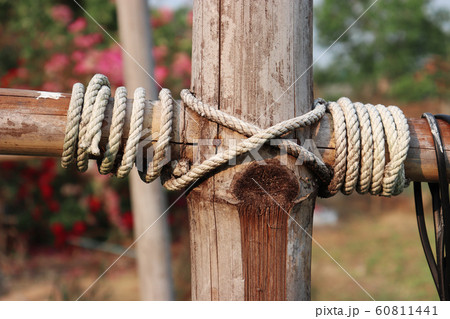 old rope on bamboo pole, Vintage streetlights 60811441