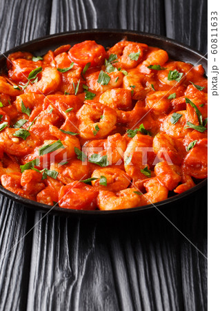 Mediterranean food spicy shrimp in tomato sauce Mediterranean food spicy shrimp in tomato sauce 60811633