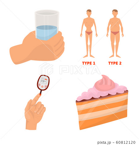 Vector illustration of mellitus and diabetes logo. Set of mellitus and diet vector icon for stock. 60812120