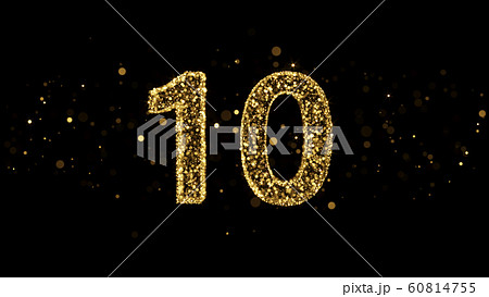 Luxury Golden Glitter Number 10 - 3D Rendered Shining Sparkles 60814755