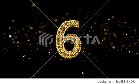 Luxury Golden Glitter Number 6 - 3D Rendered Shining Sparkles Luxury Golden Glitter Number 6 - 3D Rendered Shining Sparkles 60814756