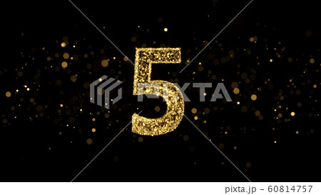Luxury Golden Glitter Number 5 - 3D Rendered Shining Sparkles Luxury Golden Glitter Number 5 - 3D Rendered Shining Sparkles 60814757