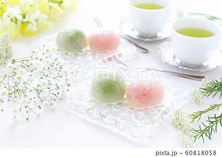 そら豆餡と桜餡のくずまんじゅう そら豆餡と桜餡のくずまんじゅう 60818058