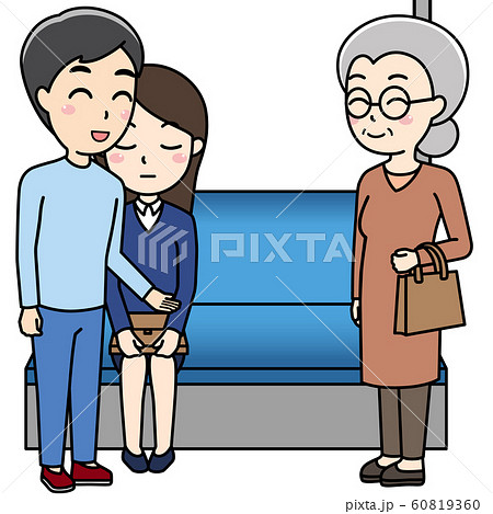 おばあさんに席を譲る男性 60819360