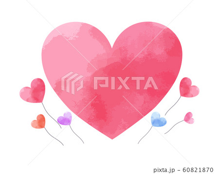 水彩風 ハート 風船 素材 イラストのイラスト素材