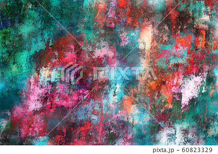 Abstract painting. Brushstrokes , spots of paint. Multicolored background. Painted rouge texture. Artistic canvas.  Modern art. 60823329