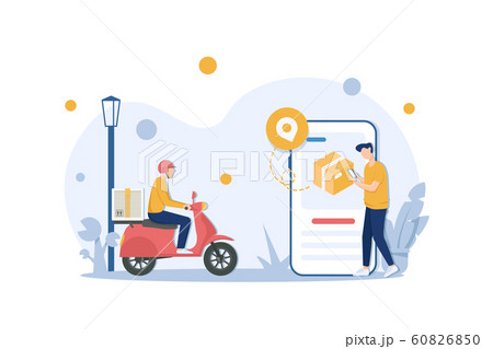 Delivery man ride Motorcycle and Order from phone 60826850