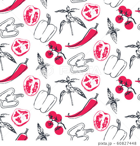 Italian food tomato and basil pattern Italian food tomato and basil pattern 60827448