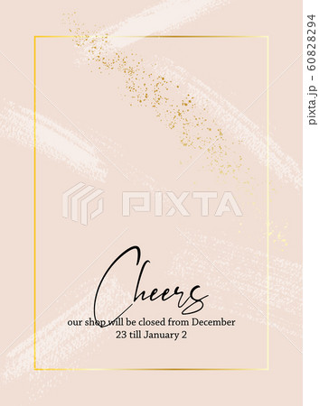 Cheers greeting text Christmas decor in beige color with gold sparkle glitters and brush stokes Cheers greeting text Christmas decor in beige color with gold sparkle glitters and brush stokes 60828294