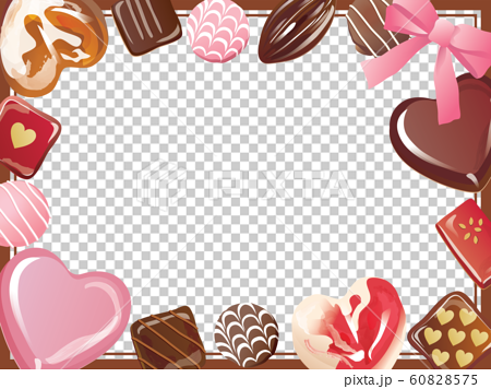 バレンタインデーのハート形のチョコレートのフレームイラストのイラスト素材