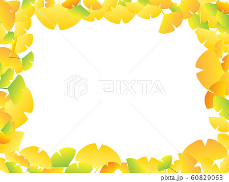 秋の黄色い銀杏の葉のフレームイラストのイラスト素材