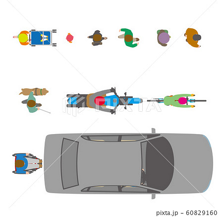 Illustration Of People Bicycles And Cars Stock Illustration