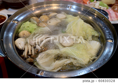 Boiled pot with vegetable inside, Sukiyaki pot Boiled pot with vegetable inside, Sukiyaki pot 60830328