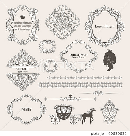 Mega set collections of vintage design elements. 60830832