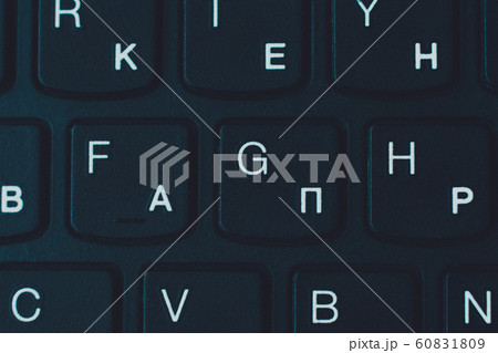 Modern black laptop keyboard closeup, english 60831809