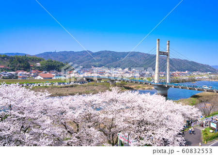 斐伊川堤防桜並木　眺望 60832553