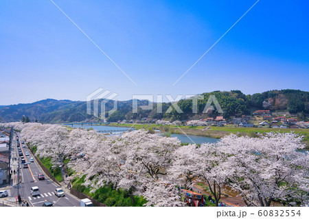 斐伊川堤防桜並木　眺望 60832554